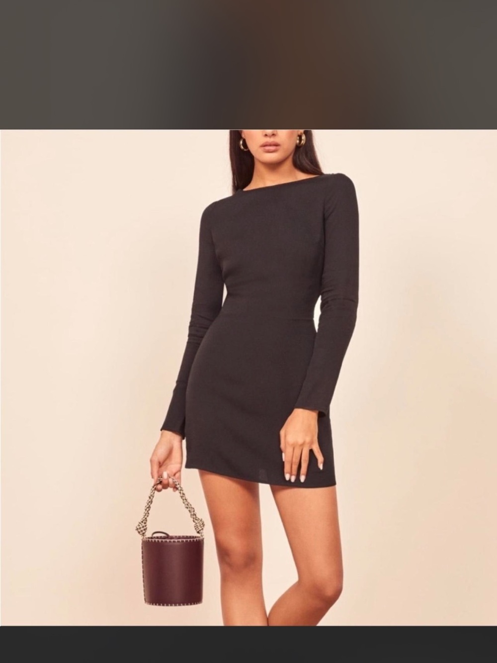 Reformation Black Long-Sleeve Mini Dress - cady